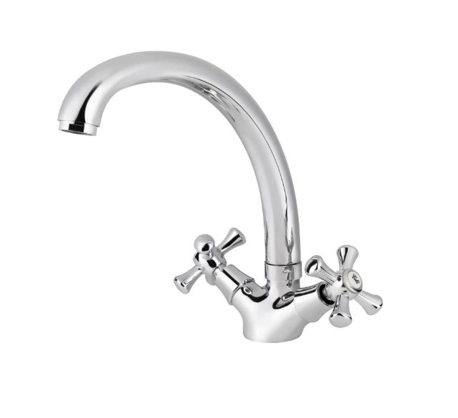 Смеситель VIKO  кухня крест кер. литой излив с гайкой