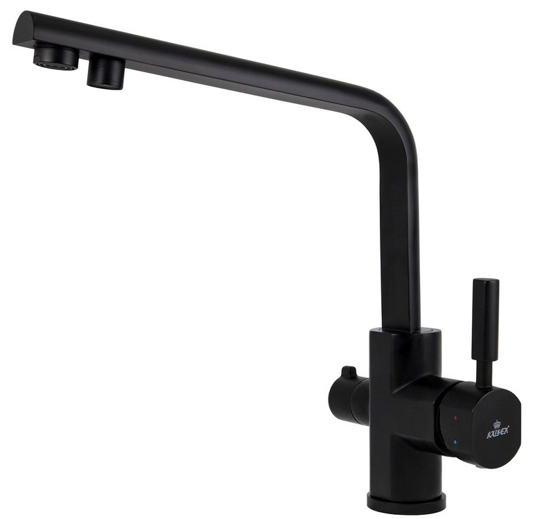 Смеситель KAISER Decor 40144-9 для кухни с подачей фильтрованной воды, чёрный матовый, излив поворот