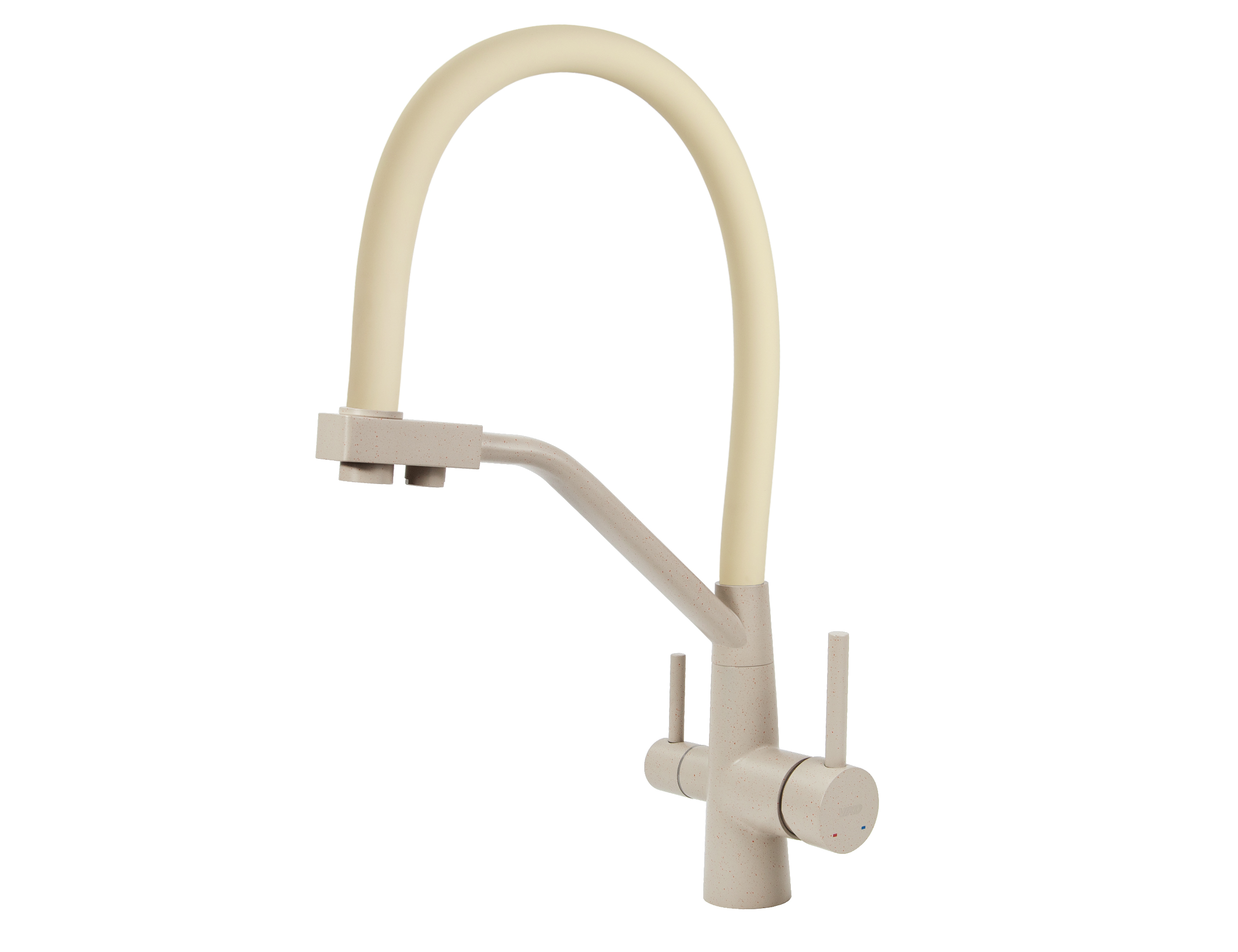 Смеситель VIKO  V-5811 для кухни, бежевый мрамор, излив поворотный, нержавеющая сталь