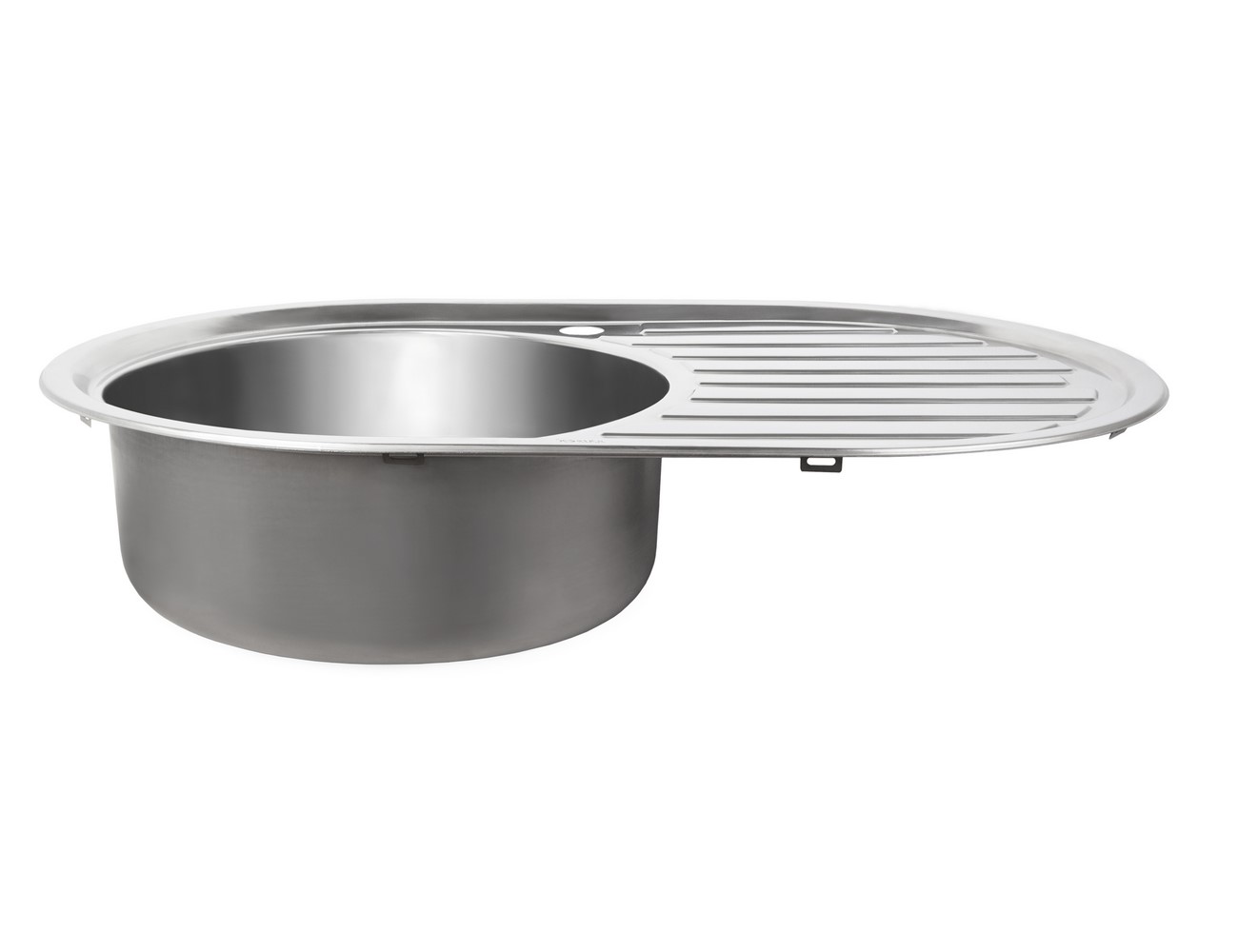 Мойка из нержавейки "KAISER" врезная 770x500*180*0.8mm хром овальная левая/сифон