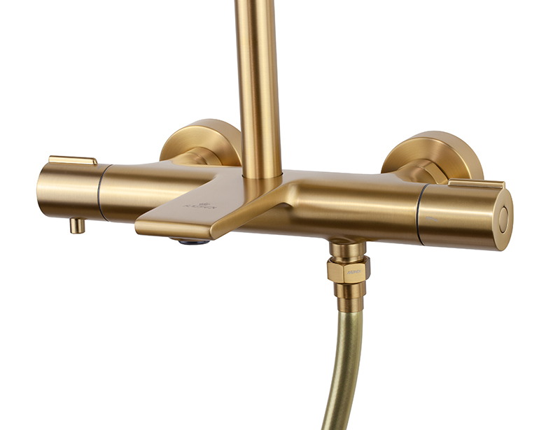 Душевая система с термостатом KAISER Serio 05382-3, золото, латунь