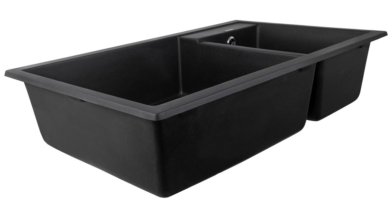 Мойка-Гранит "KAISER" (двойная) 800x500x190 черный-мрамор (АКЦИЯ)