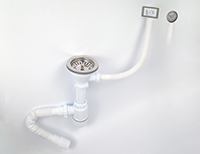 Сифон VIKO 3 1/2" х 40  (решётка Ø115 мм нерж.) с квад. переливом и гофротрубой Ø40/50, 800 мм 