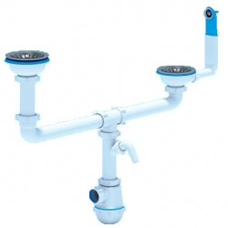 Сифон Ани Грот 3-1/2" х 40 двойной, разноуровневый, с переливом