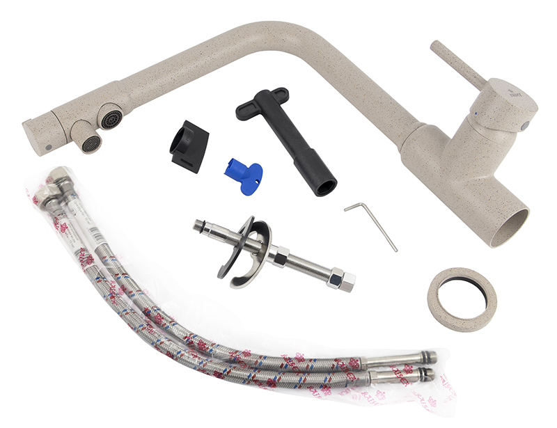 Смеситель KAISER Teka 13044-4 для кухни с подачей фильтрованной воды, песочный мрамор, излив поворот