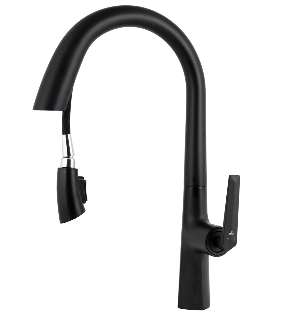 Смеситель KAISER Strike кухня Ø35 с выдвижным изливом, черный матовый