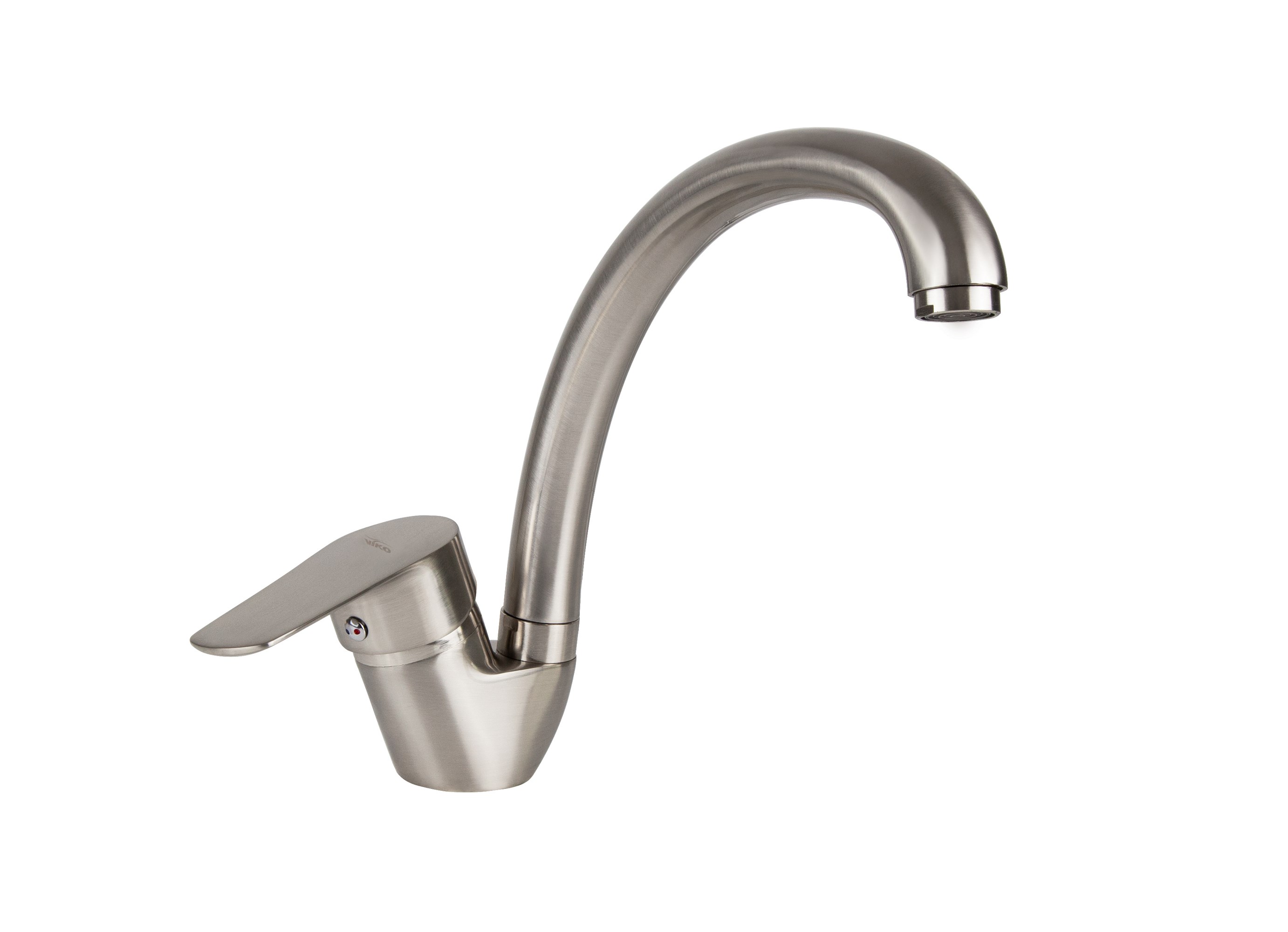 Смеситель VIKO  V-4554 для кухни, серебро, излив поворотный, цинковый сплав