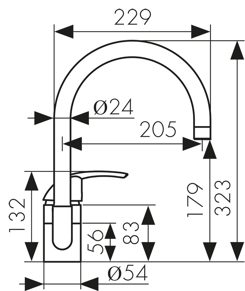Смеситель KAISER Nova 23044 для кухни, хром, излив поворотный, латунь