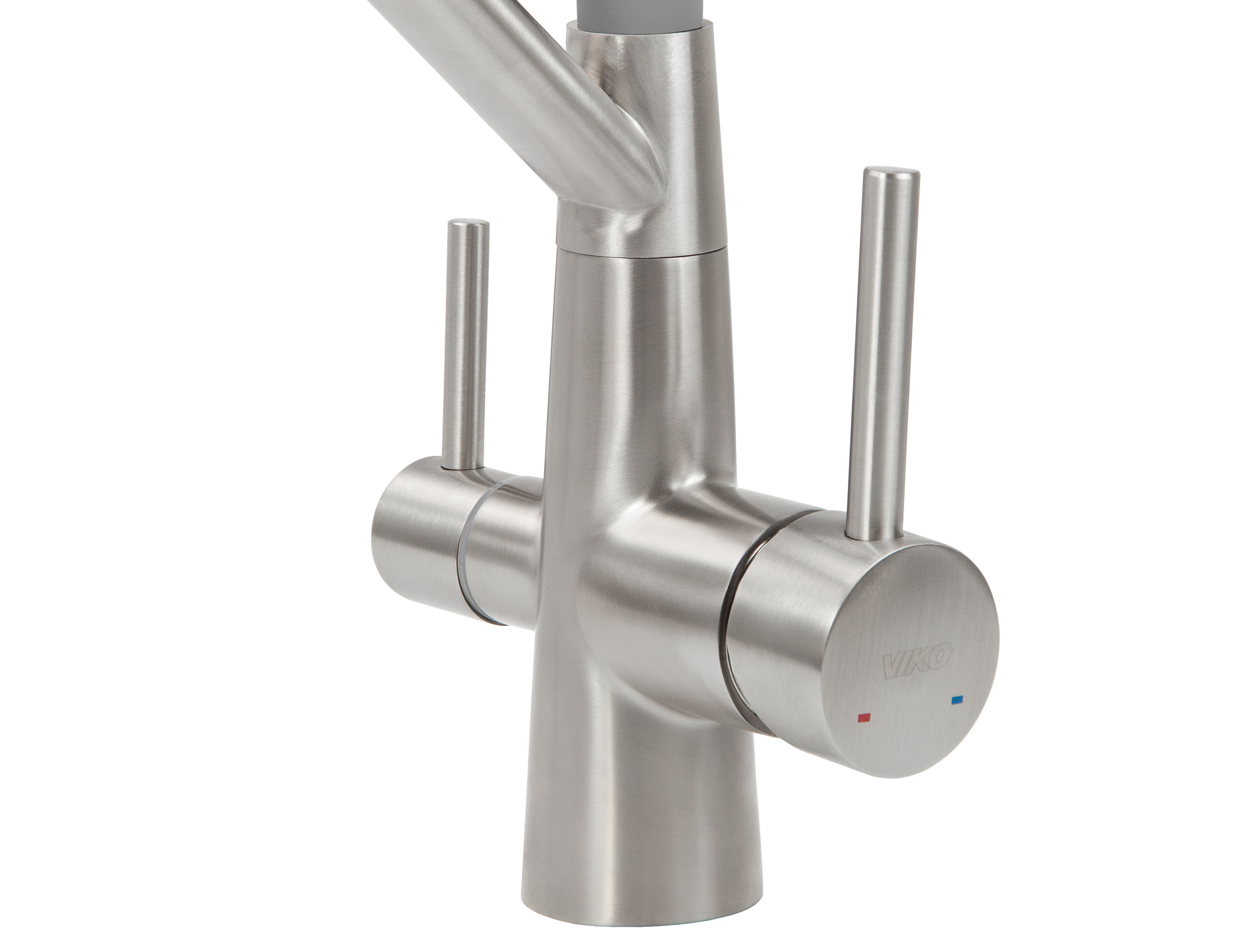 Смеситель VIKO  V-5856 для кухни, серебро, излив поворотный, нержавеющая сталь