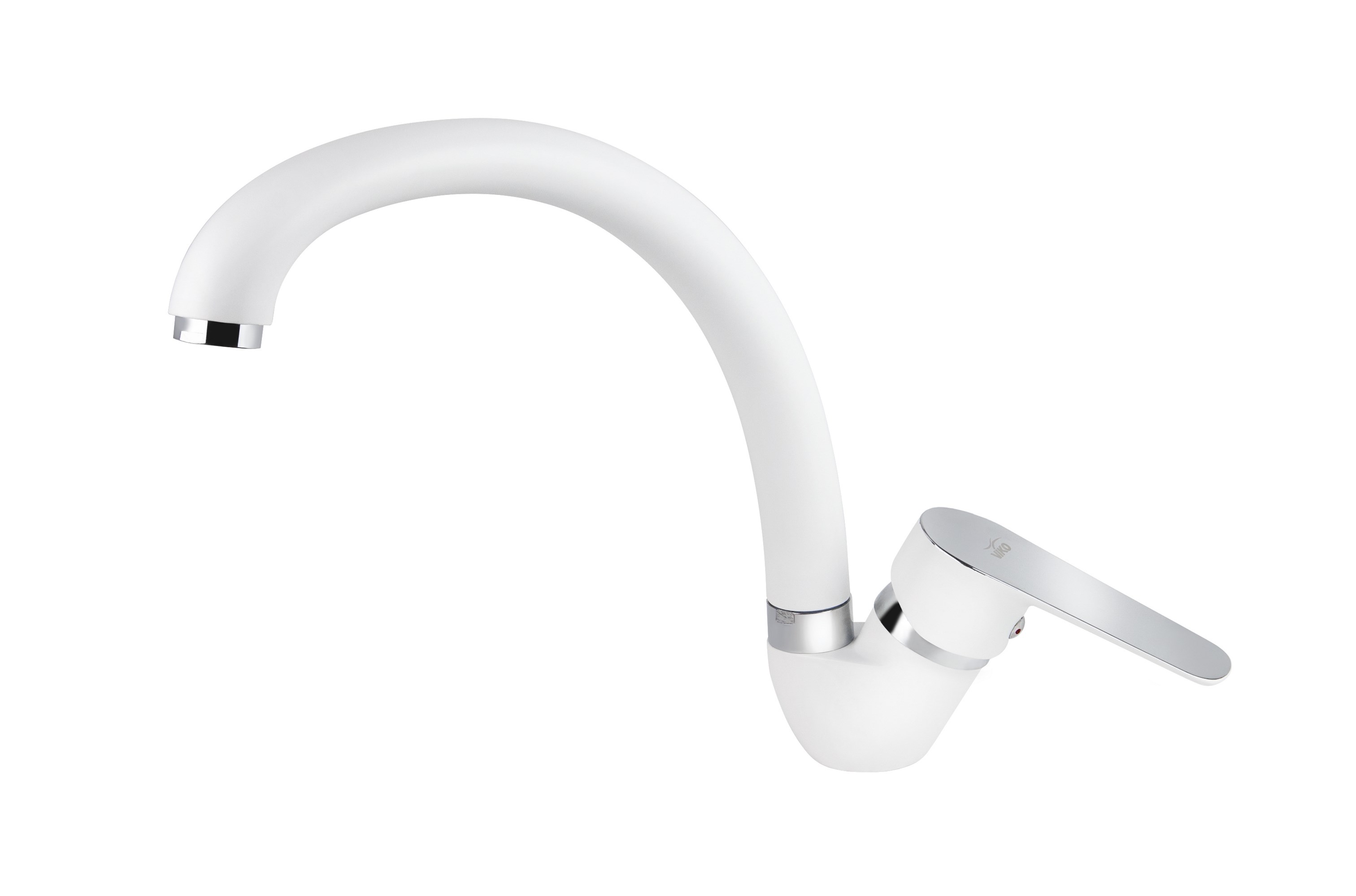 Смеситель VIKO  V-4144 для кухни, белый, хром, излив поворотный, цинковый сплав