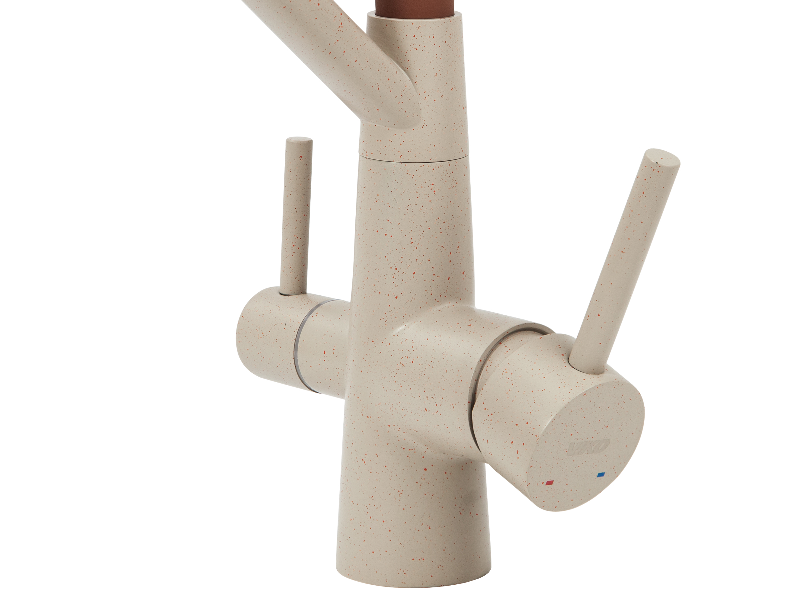 Смеситель VIKO  V-5810 для кухни, бежевый мрамор, излив поворотный, нержавеющая сталь