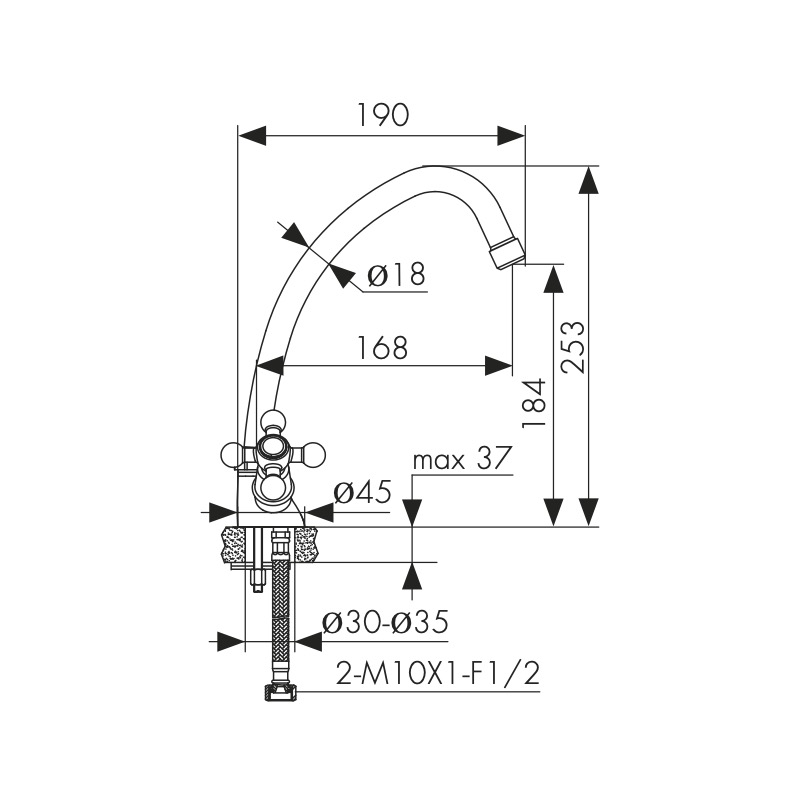 Смеситель KAISER Carlson Lux  кухня крест керамика
