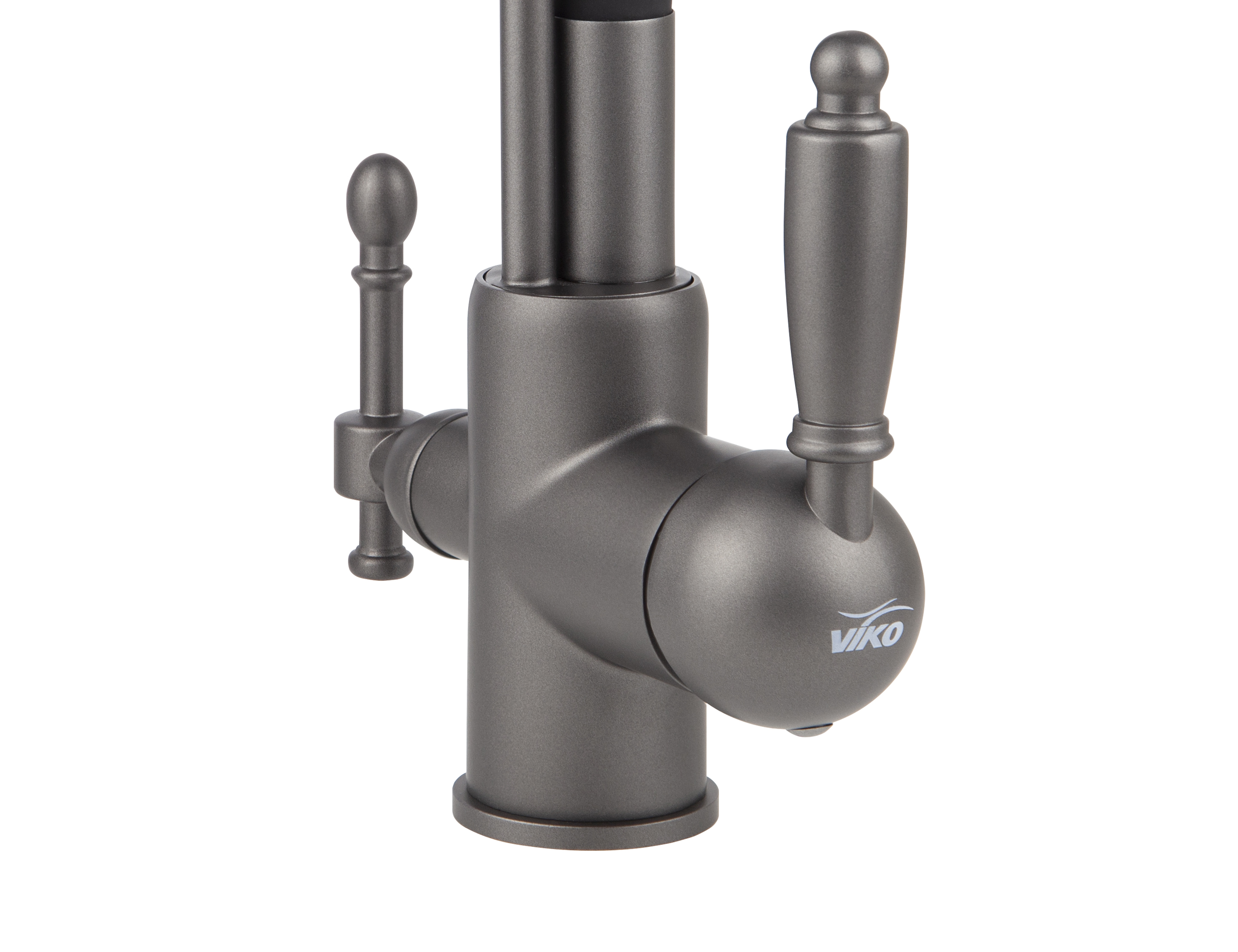 Смеситель VIKO  V-5617 , чёрный, излив гибкий, поворотный, под фильтр, латунь