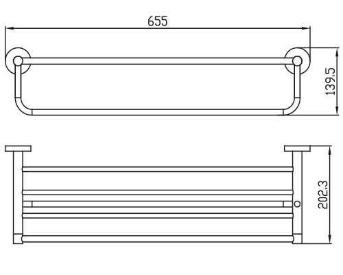 Полка для полотенец с держателем KAISER хром (латунь)