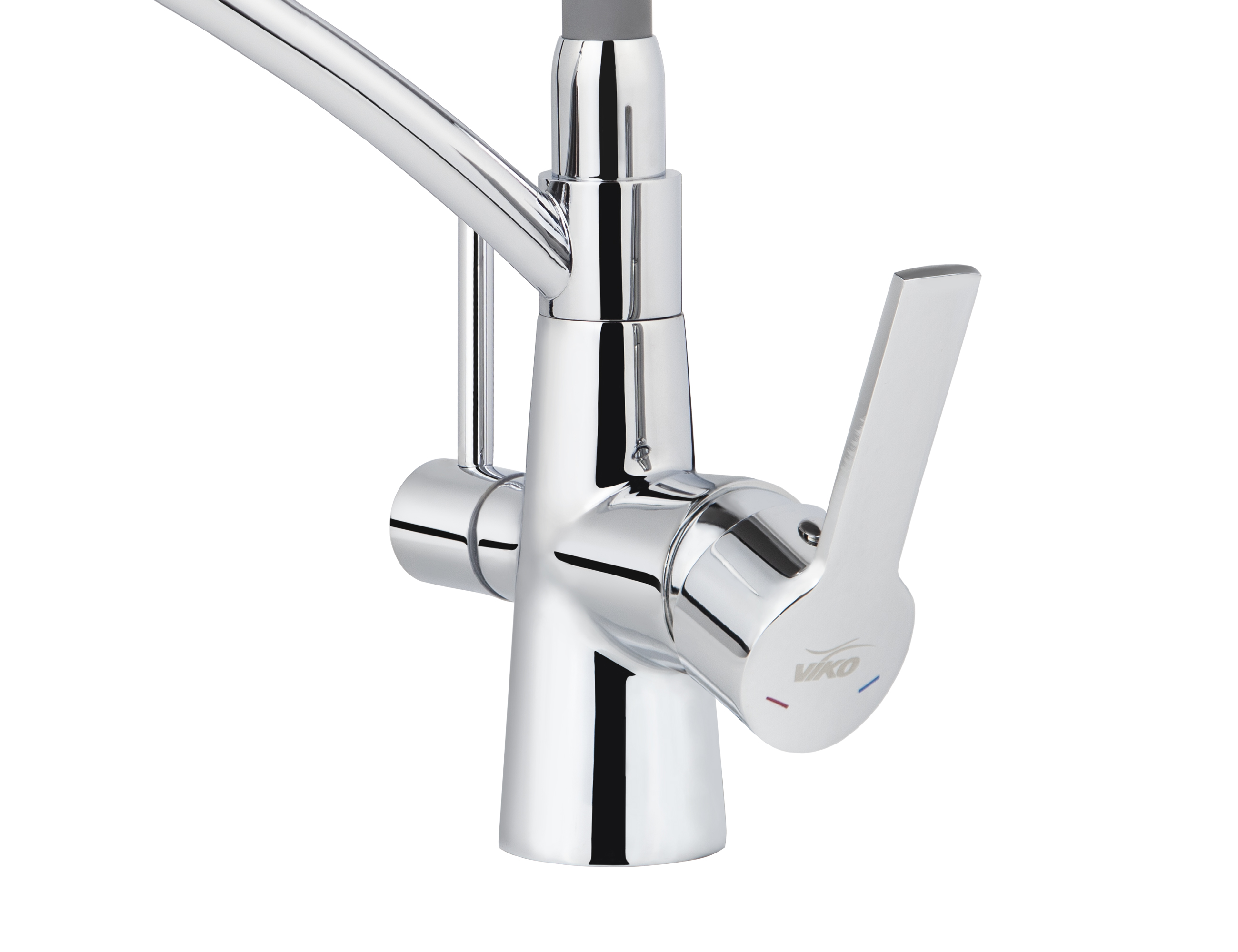 Смеситель VIKO  V-5524 для кухни, хром, излив гибкий, поворотный, под фильтр, латунь