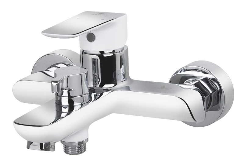 Смеситель KAISER Glory 69122 для ванны и душа, латунь, белый, хром, неповоротный