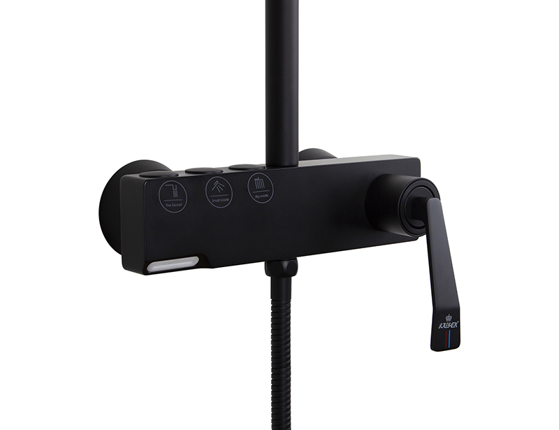 Душевая система однорычажная KAISER Strike 09182-2, чёрный матовый, латунь