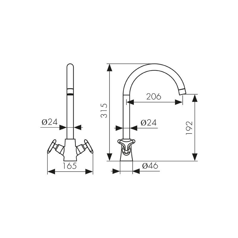 Смеситель KAISER Trio кухня кер. 3-х листник