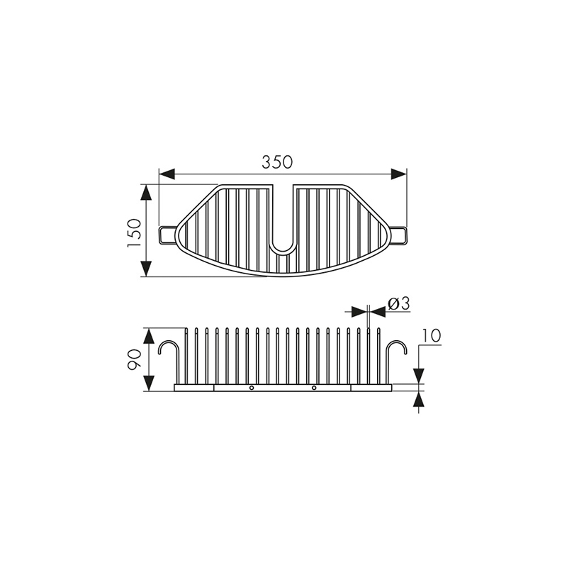 Полка настенная прямая KAISER с 2-мя крючками, хром (нерж. сталь)