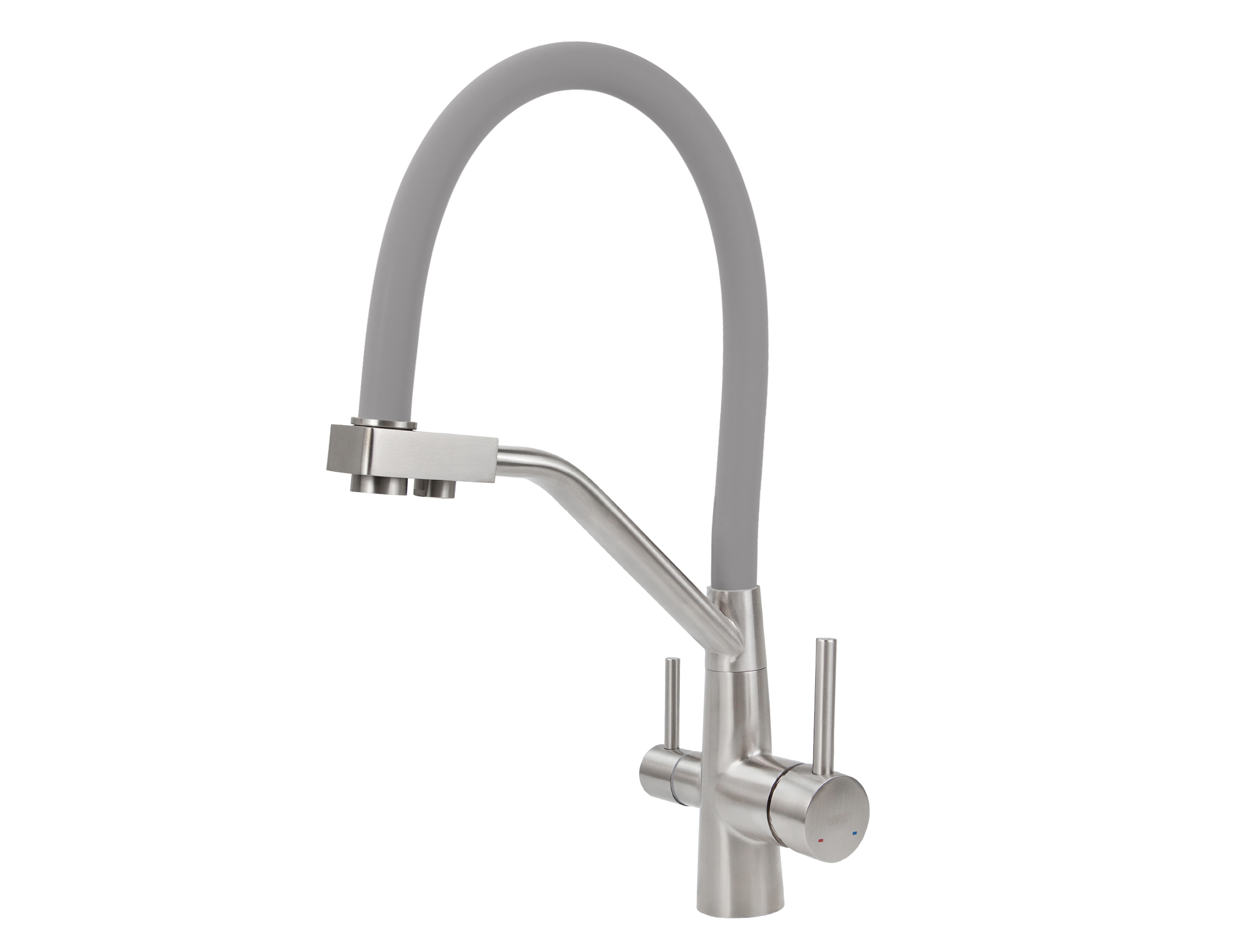 Смеситель VIKO  V-5856 для кухни, серебро, излив поворотный, нержавеющая сталь