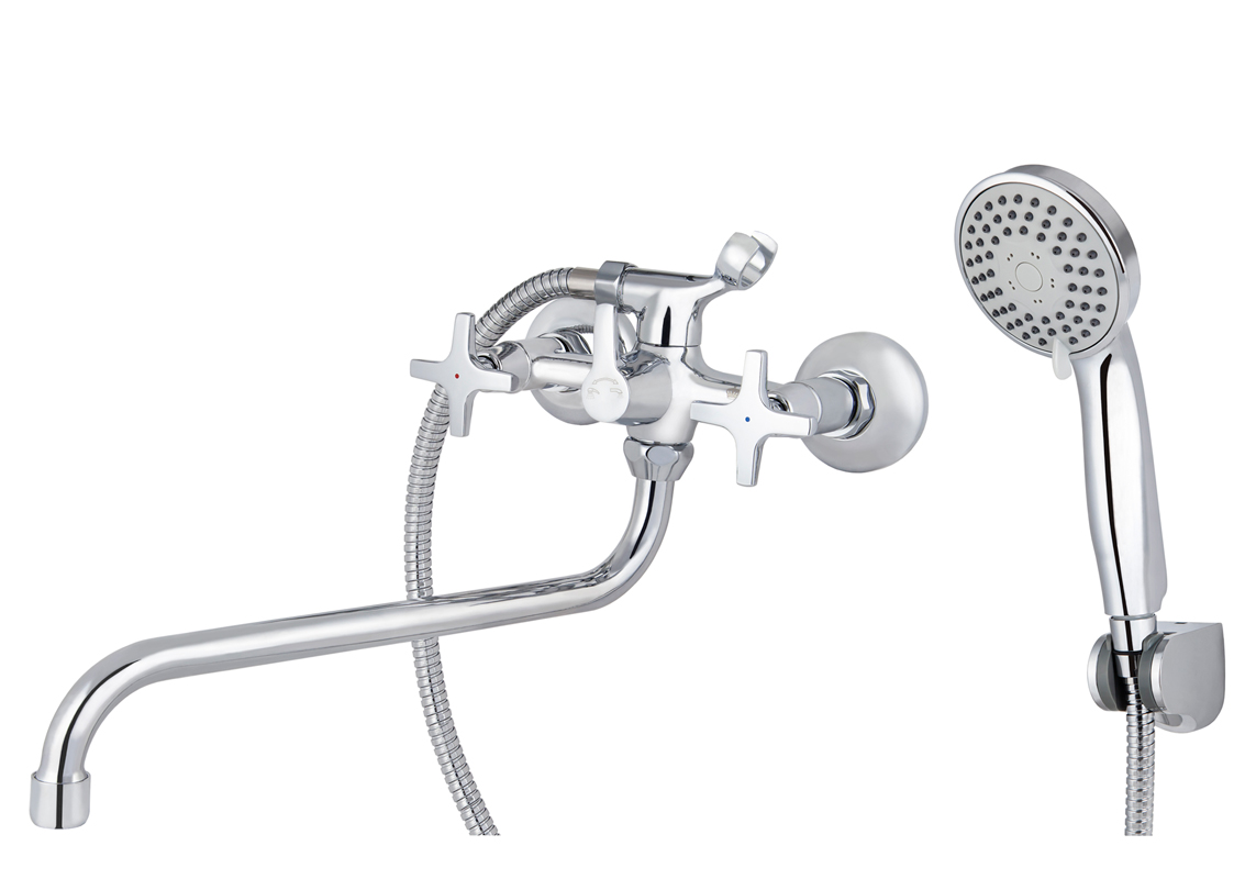 Смеситель KAISER Crystal 28155 для ванны и душа, латунь, хром, поворотный