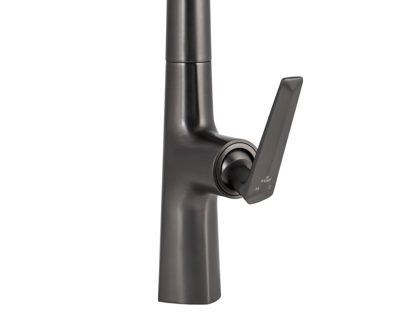 Смеситель KAISER Strike 09066-15 для кухни, воронёная сталь, излив поворотный, выдвижной, латунь