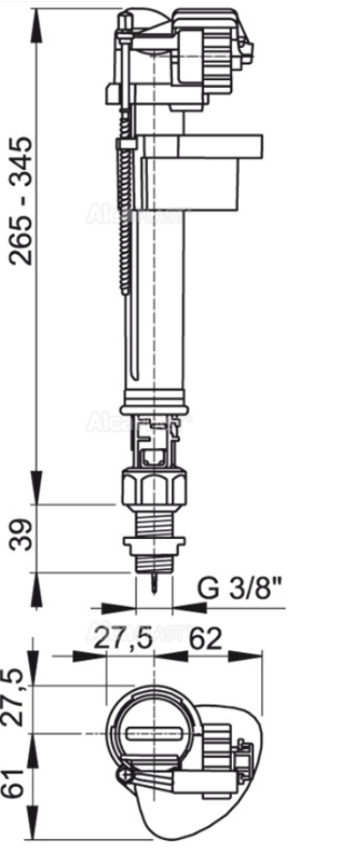 Впускной клапан, нижний 3/8" (Alca PLAST) 