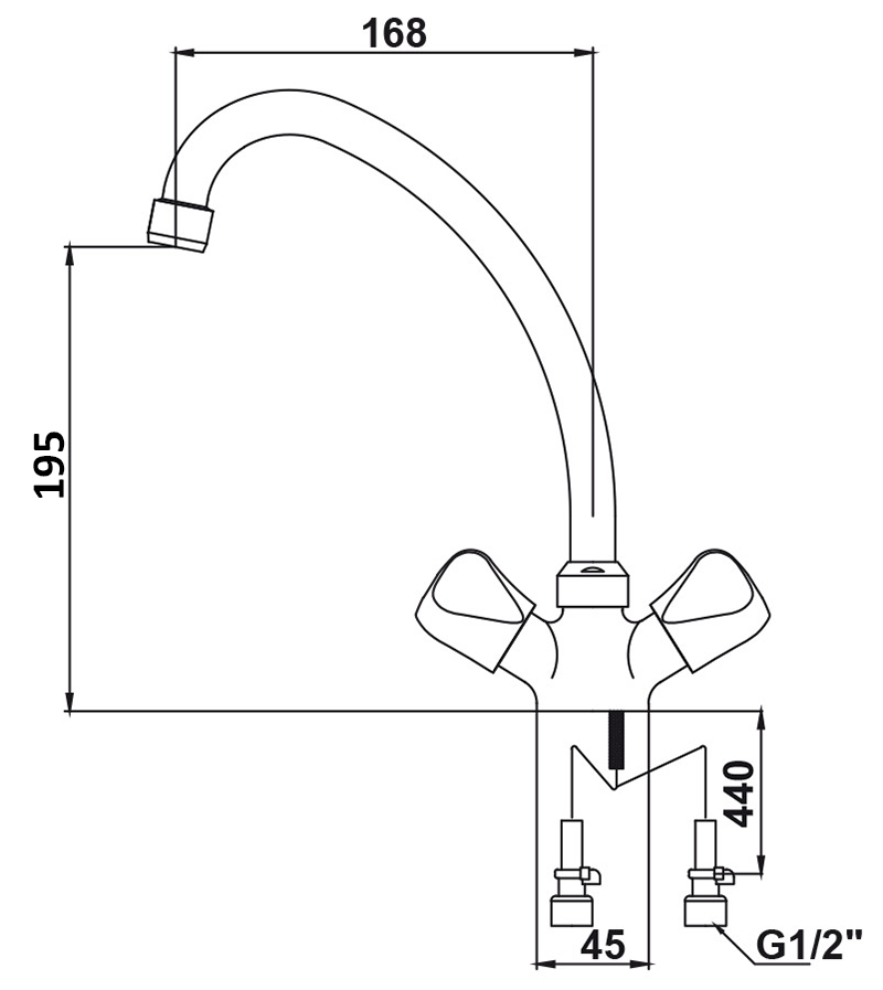 Смеситель KAISER Delta 11093 для кухни, хром, излив поворотный, латунь