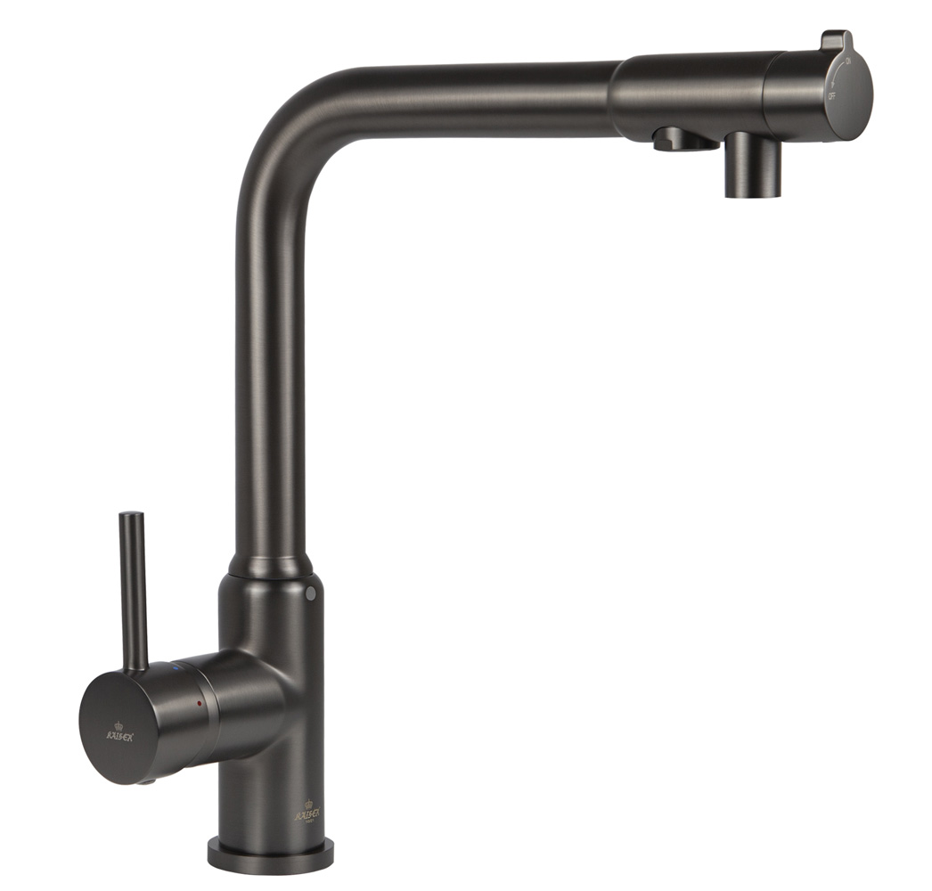 Смеситель KAISER Teka 13044-15 для кухни с подачей фильтрованной воды, воронёная сталь, излив поворо