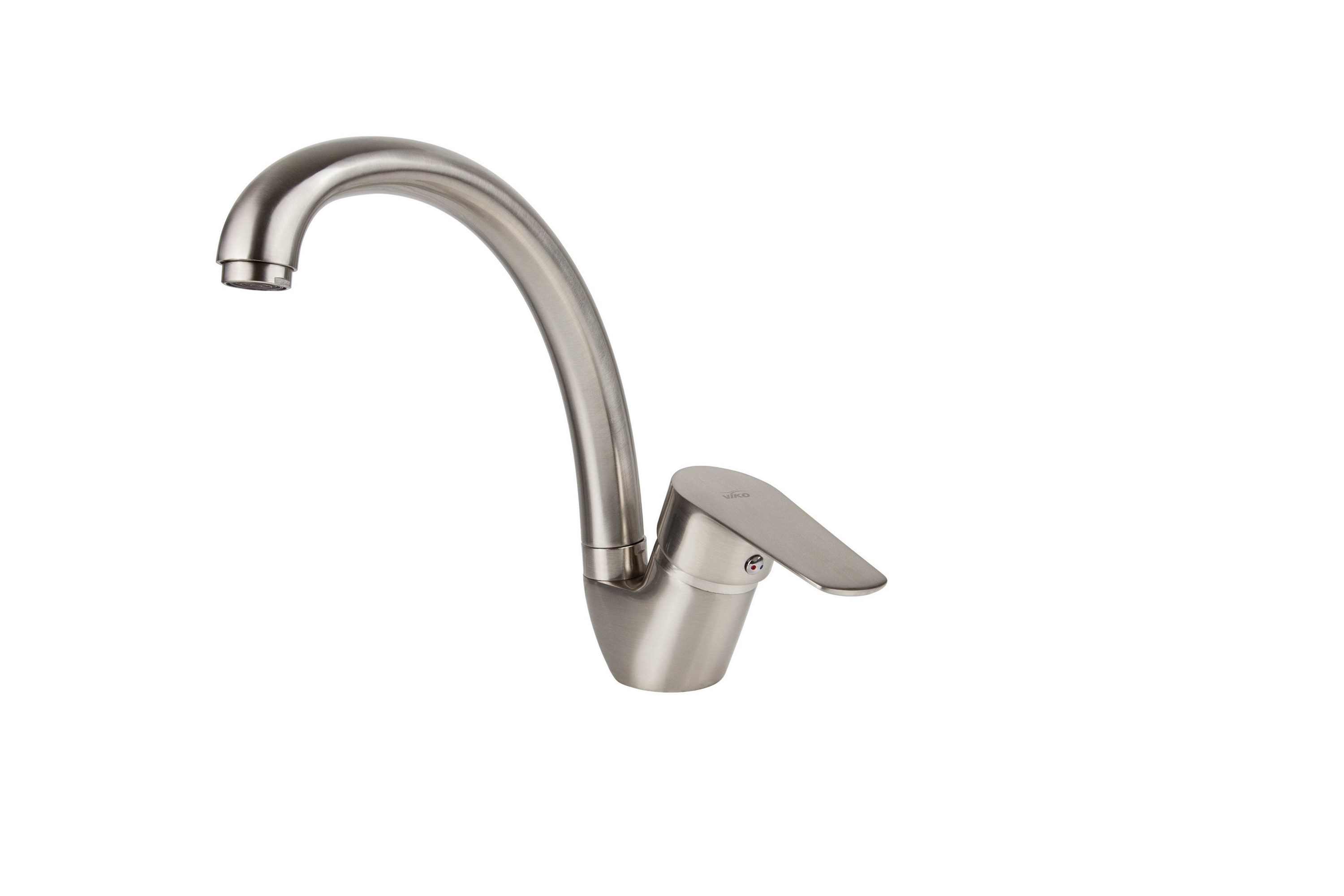 Смеситель VIKO  V-4554 для кухни, серебро, излив поворотный, цинковый сплав