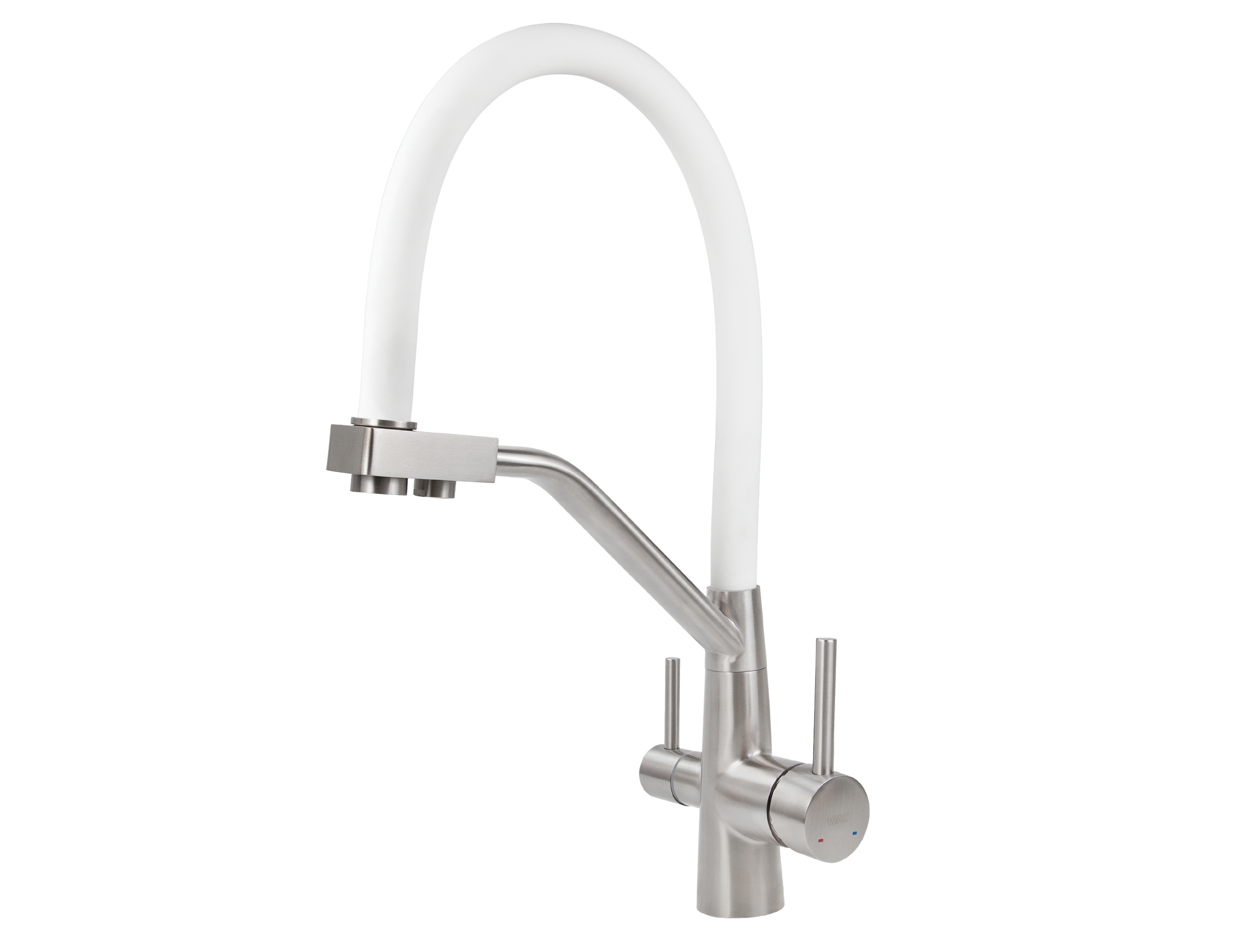 Смеситель VIKO  V-5854 для кухни, серебро, излив поворотный, нержавеющая сталь