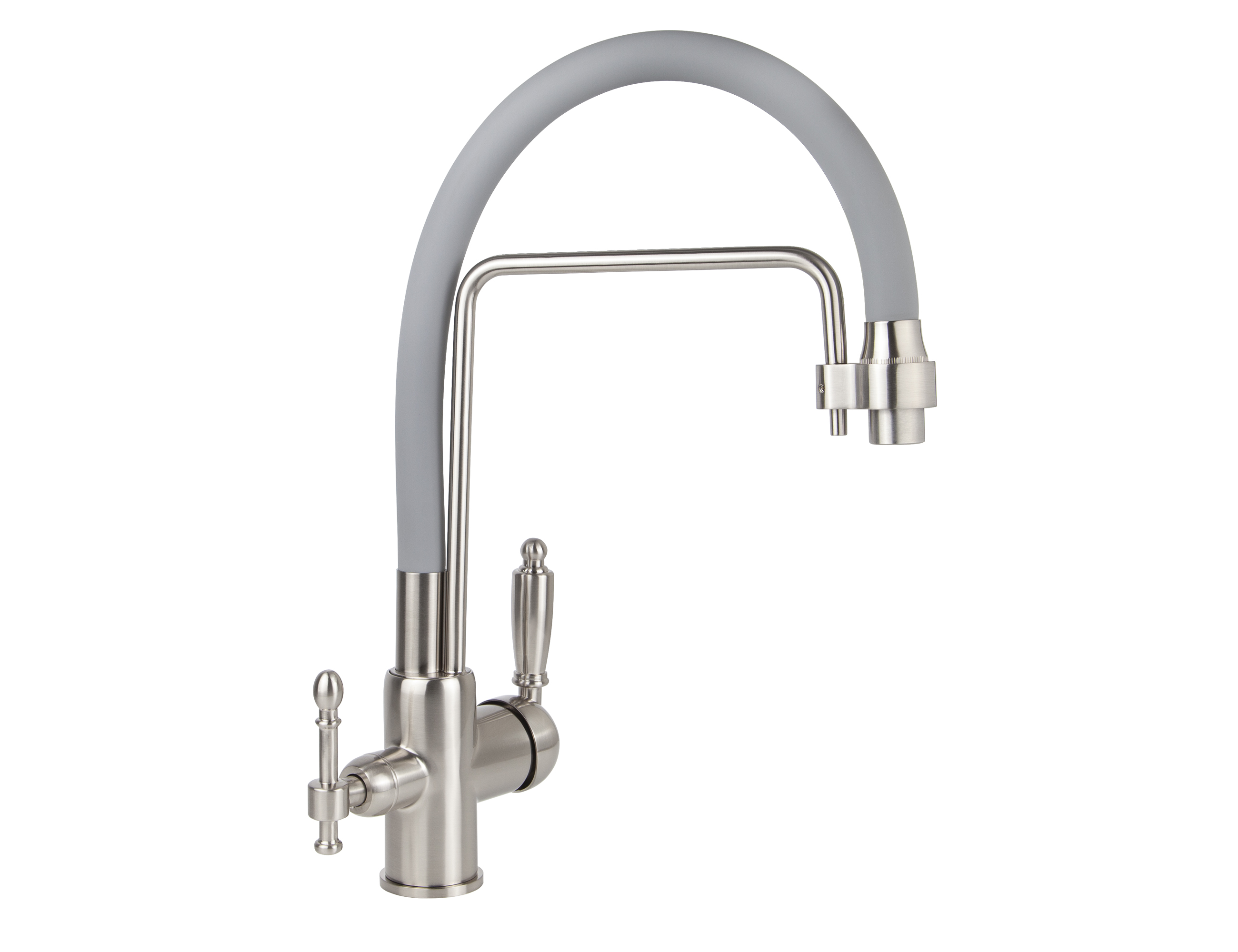 Смеситель VIKO  V-5618 , серебро, излив гибкий, поворотный, под фильтр, латунь