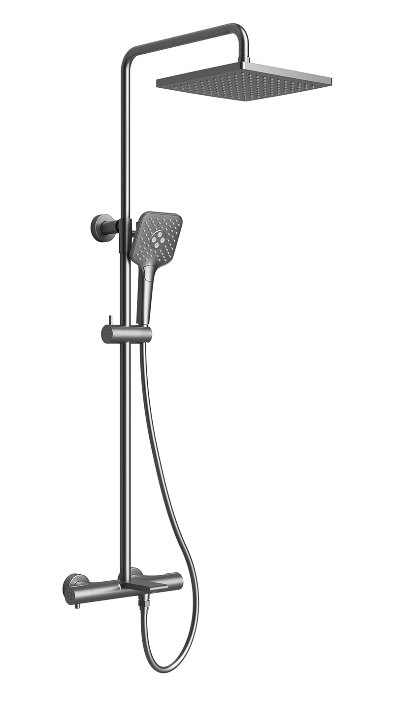 Душевая система с термостатом KAISER Serio 05382-15, воронёная сталь, латунь