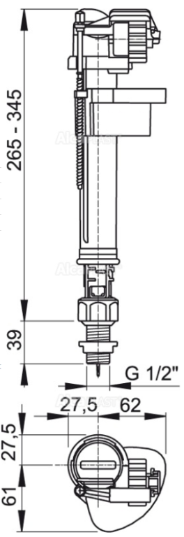 Впускной клапан, нижний 1/2" (Alca PLAST) 