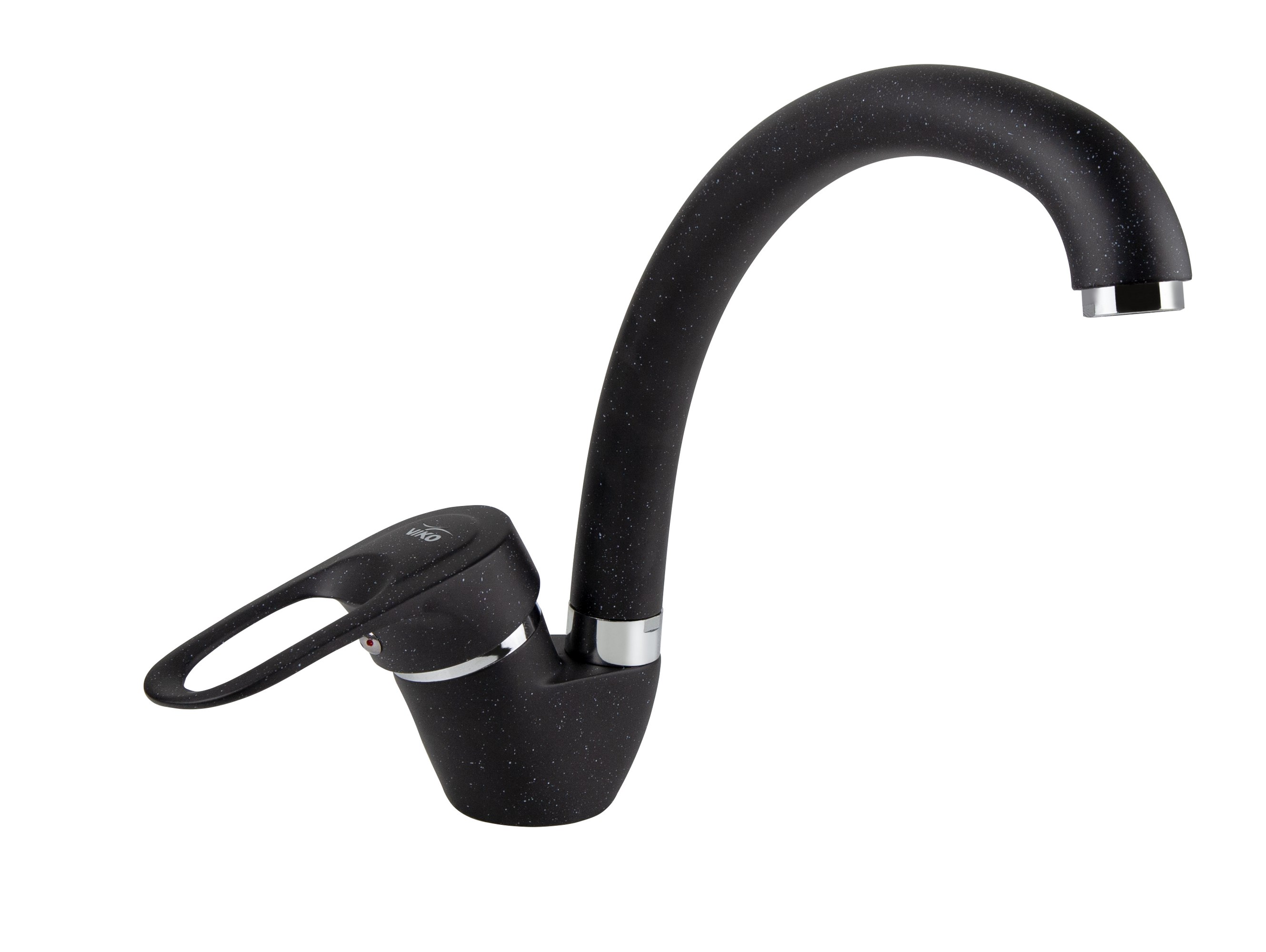 Смеситель VIKO  V-4224 для кухни, чёрный мрамор, излив поворотный, цинковый сплав