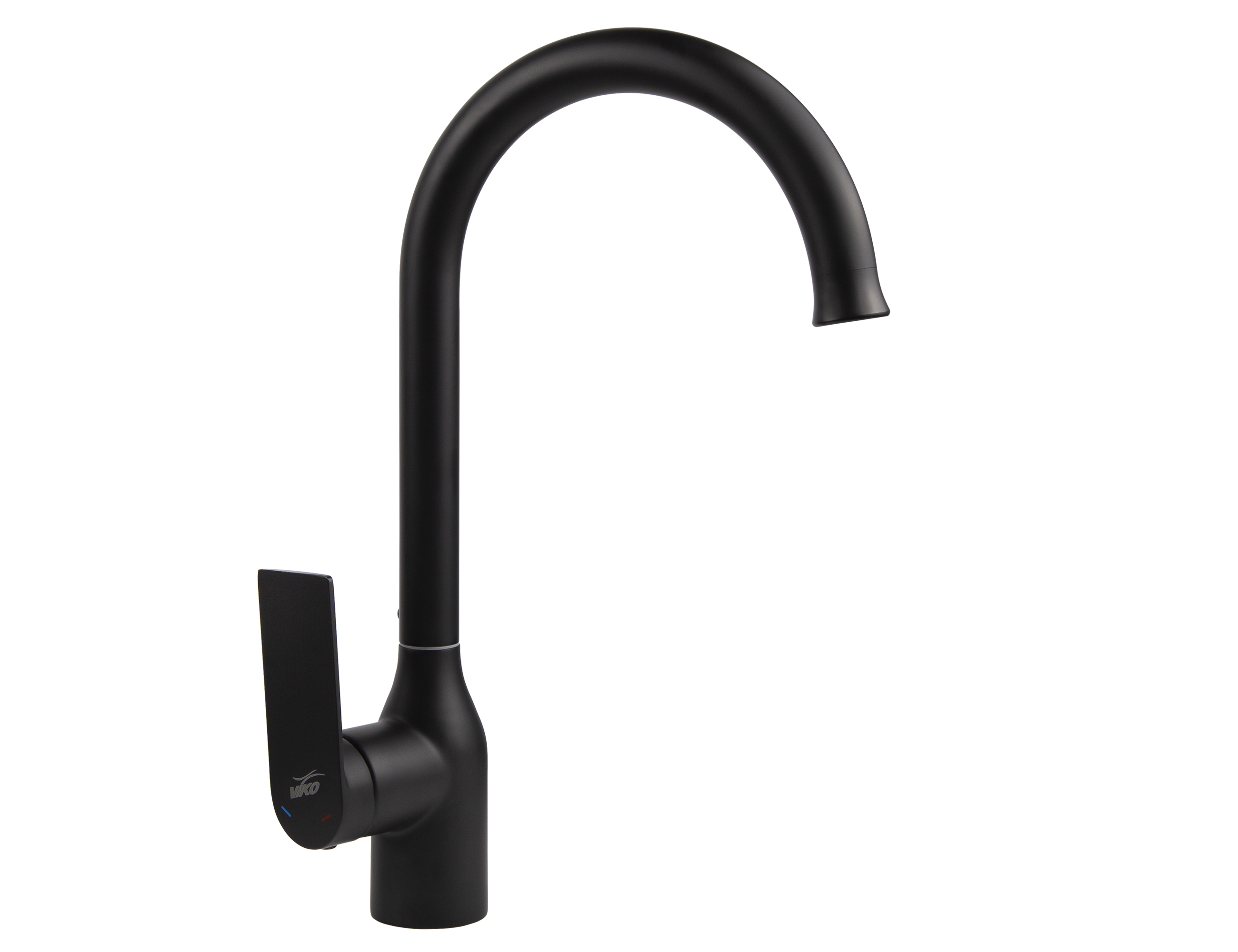 Смеситель VIKO  V-7724 для кухни, чёрный матовый, излив поворотный, латунь