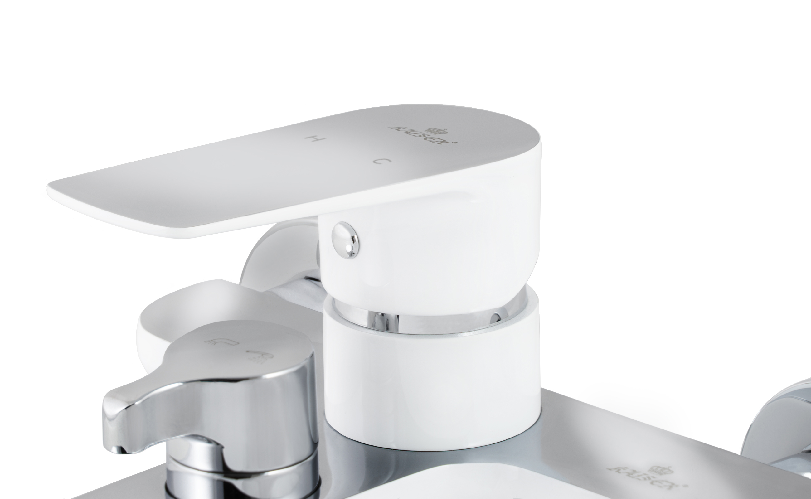 Смеситель KAISER Atrio 60022 для ванны и душа, латунь, белый, хром, неповоротный