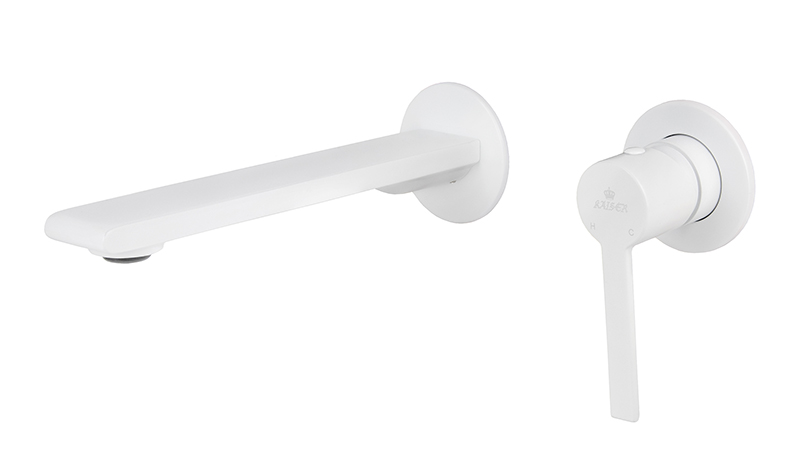 Смеситель KAISER Serio 05511-4 настенный для раковины, латунь, белый матовый