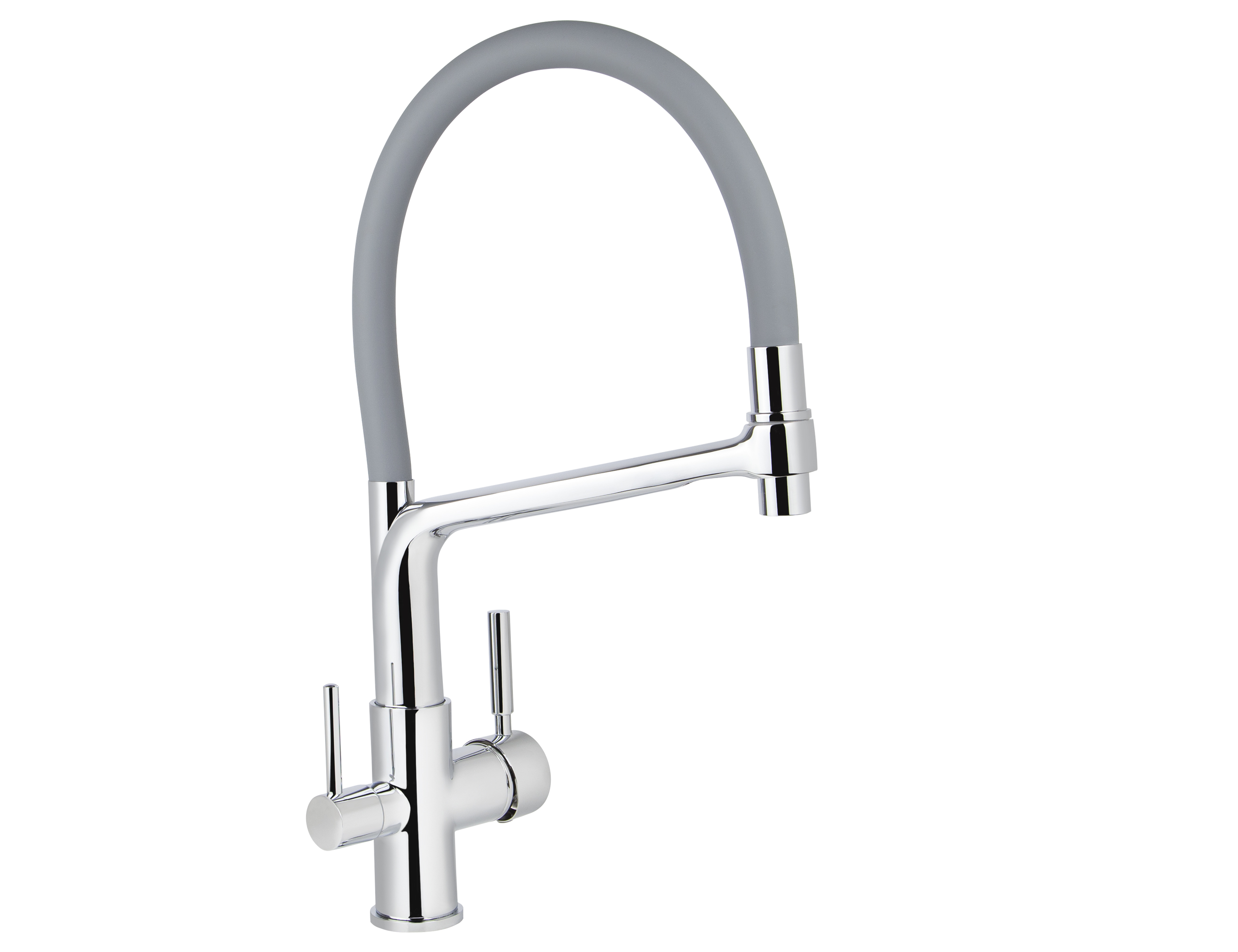 Смеситель VIKO  V-5606 для кухни, серый, излив гибкий, поворотный, под фильтр, латунь