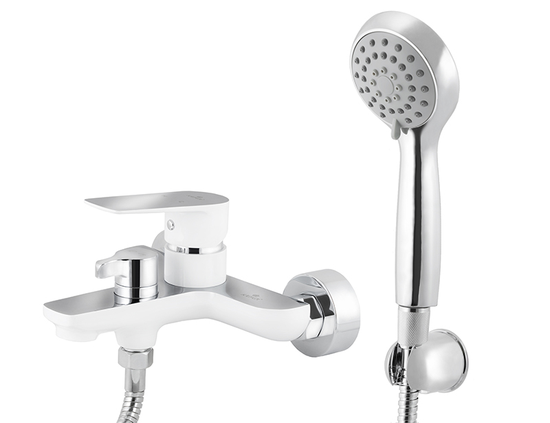 Смеситель KAISER Atrio 60022 для ванны и душа, латунь, белый, хром, неповоротный