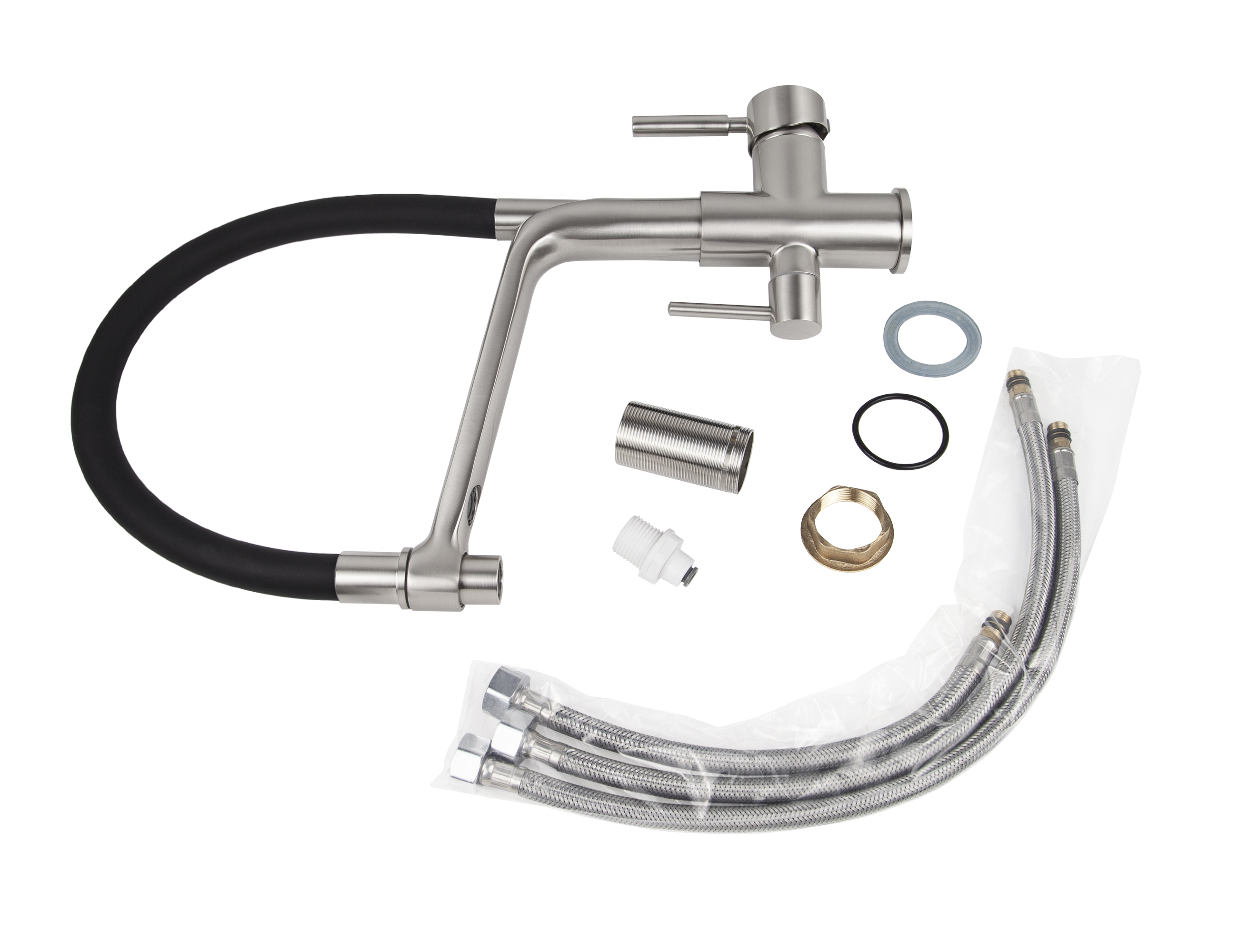 Смеситель VIKO  V-5605 для кухни, черный, излив поворотный, латунь