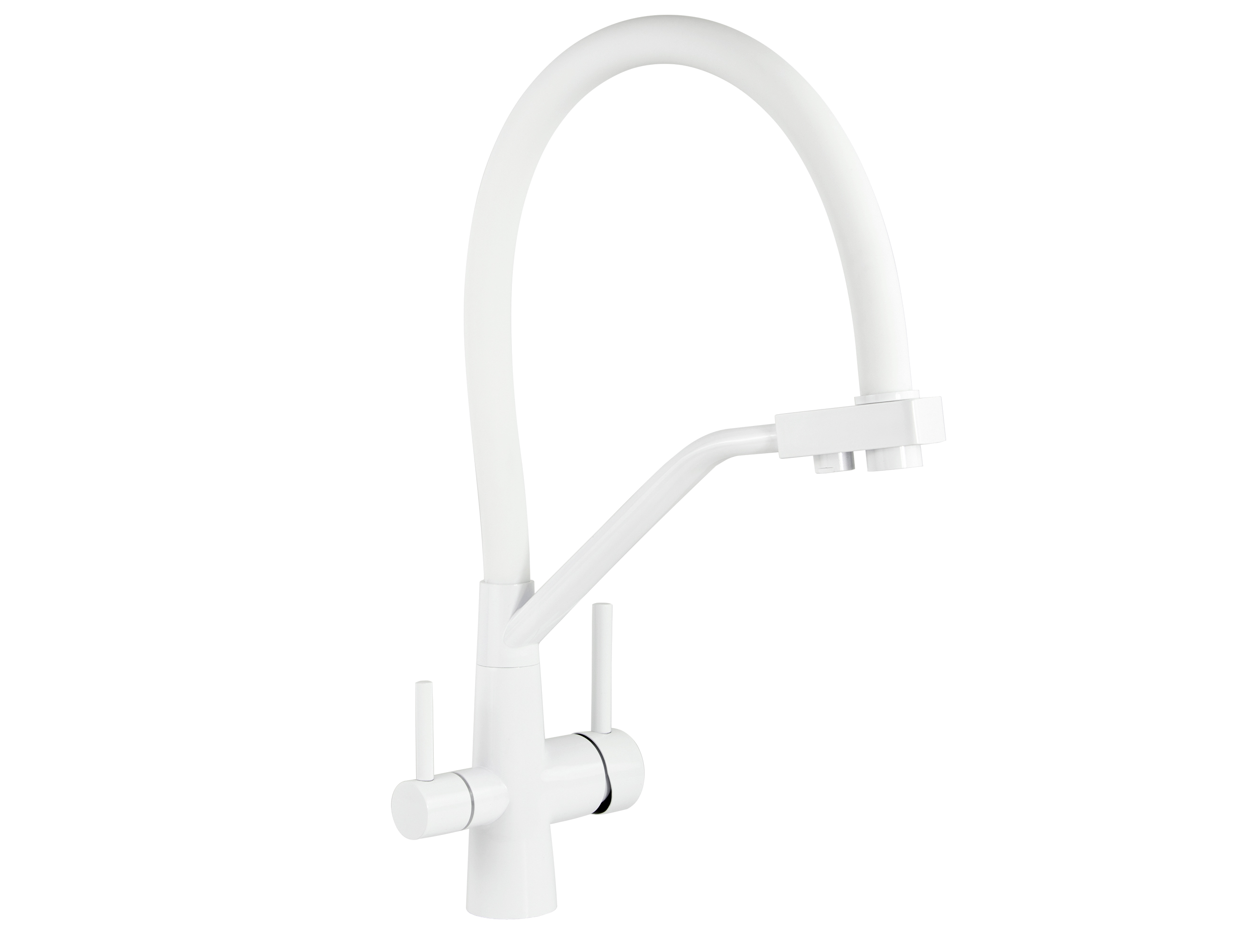 Смеситель VIKO  V-5844 для кухни, белый матовый, излив поворотный, нержавеющая сталь