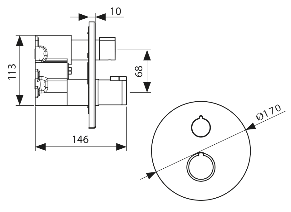 Смеситель KAISER Areva 08077 для ванны и душа, латунь, хром, скрытый