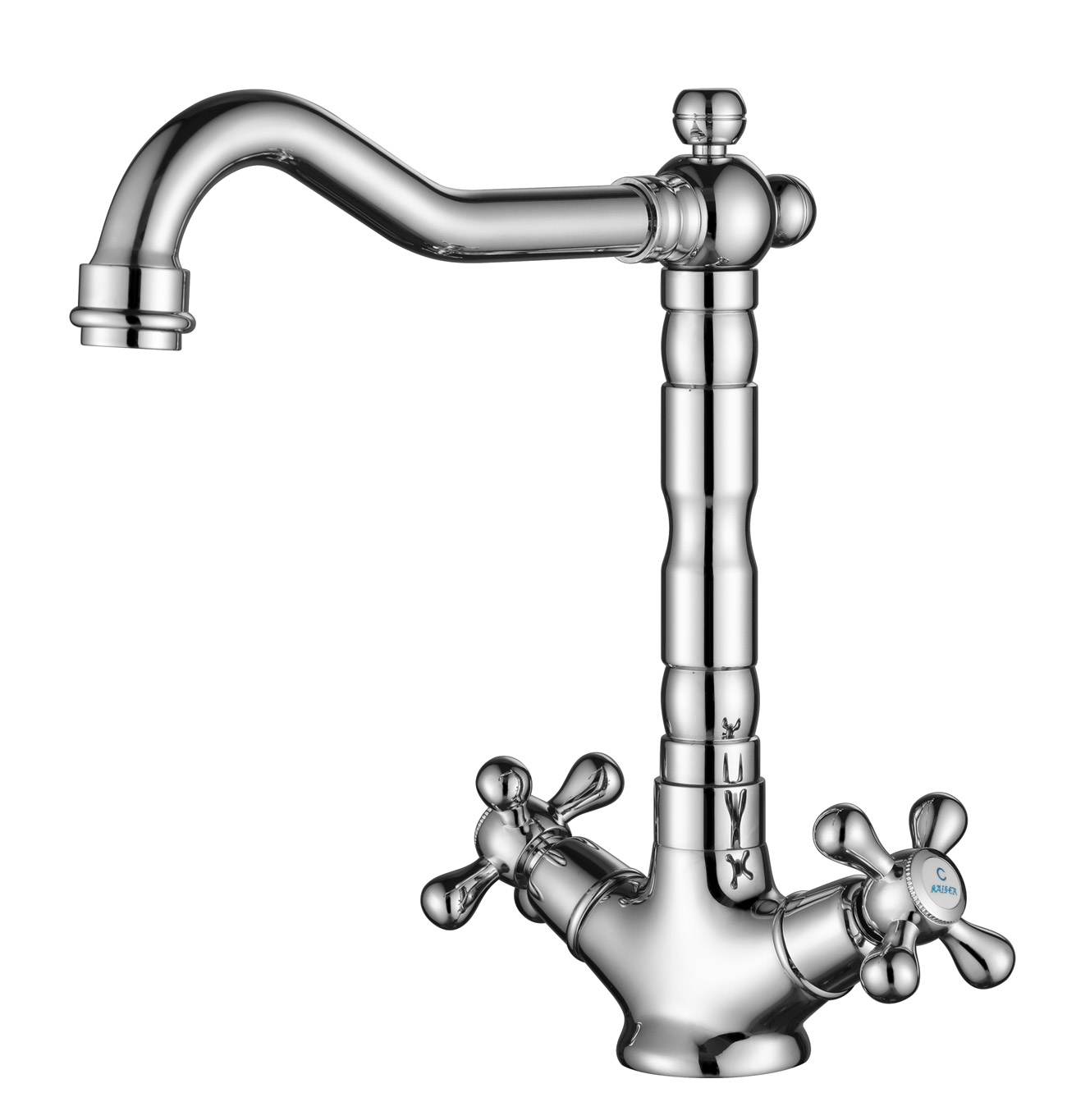 Смеситель KAISER Carlson Style 44233 для кухни, хром, излив поворотный, латунь