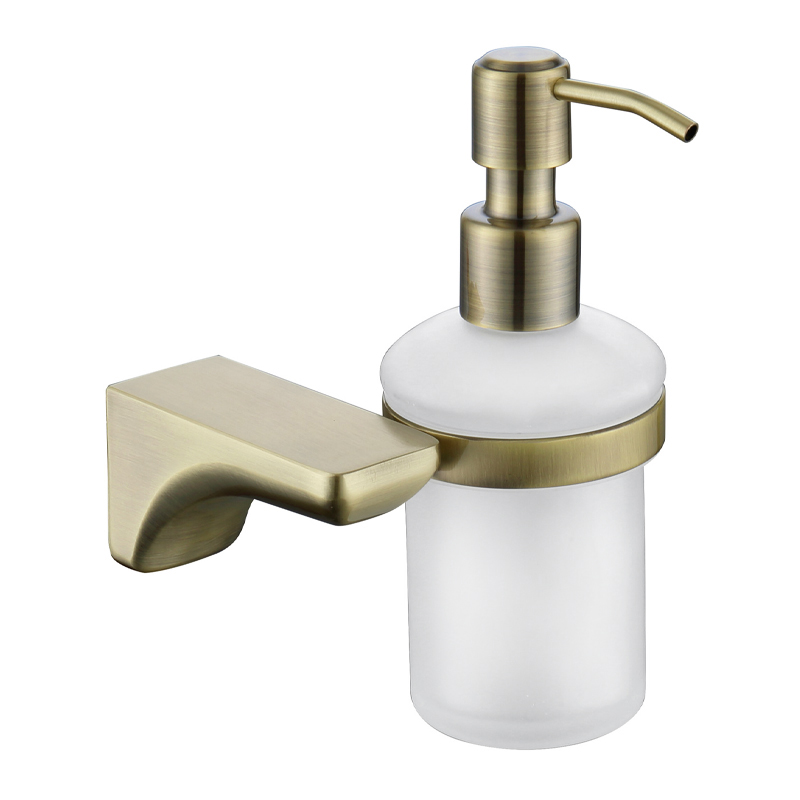 Дозатор для жидкого мыла настенный (стекло) бронза 