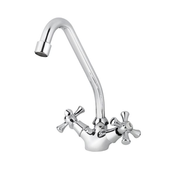 Смеситель VIKO  кухня крест кер. изогнутый излив