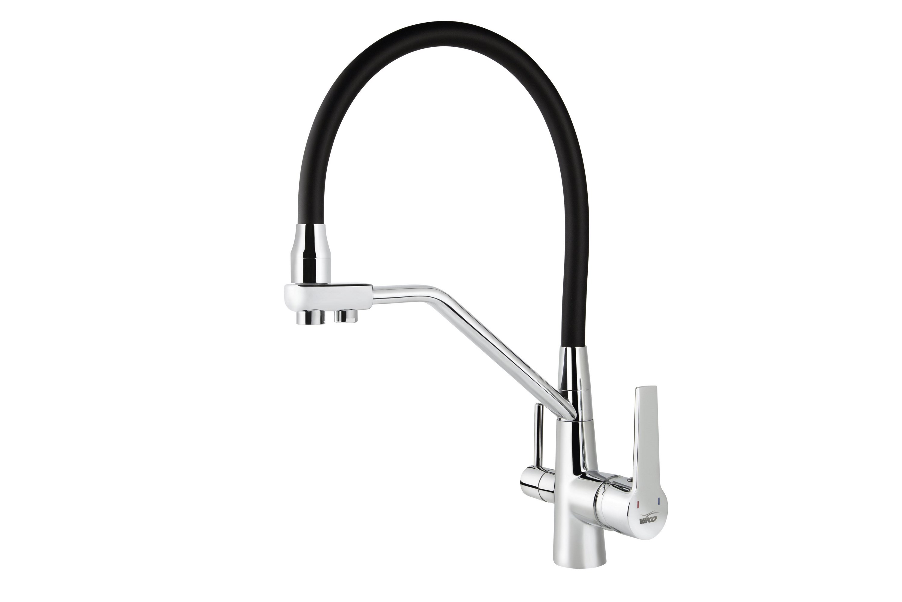 Смеситель VIKO  V-5512 для кухни, черный, излив поворотный, латунь