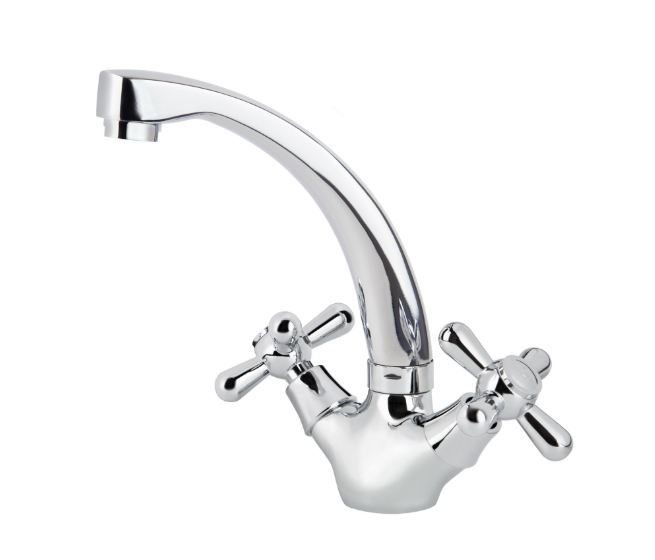 Смеситель VIKO для раковины крест керамика (поворот. низкий излив)