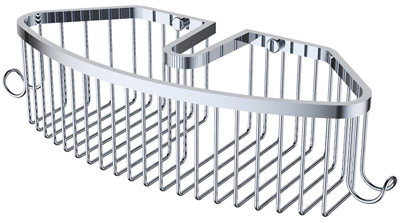 Полка настенная прямая KAISER с 2-мя крючками, хром (нерж. сталь)