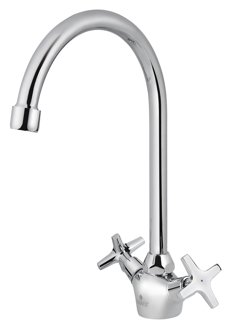 Смеситель KAISER Crystal 28133 для кухни, хром, излив поворотный, латунь